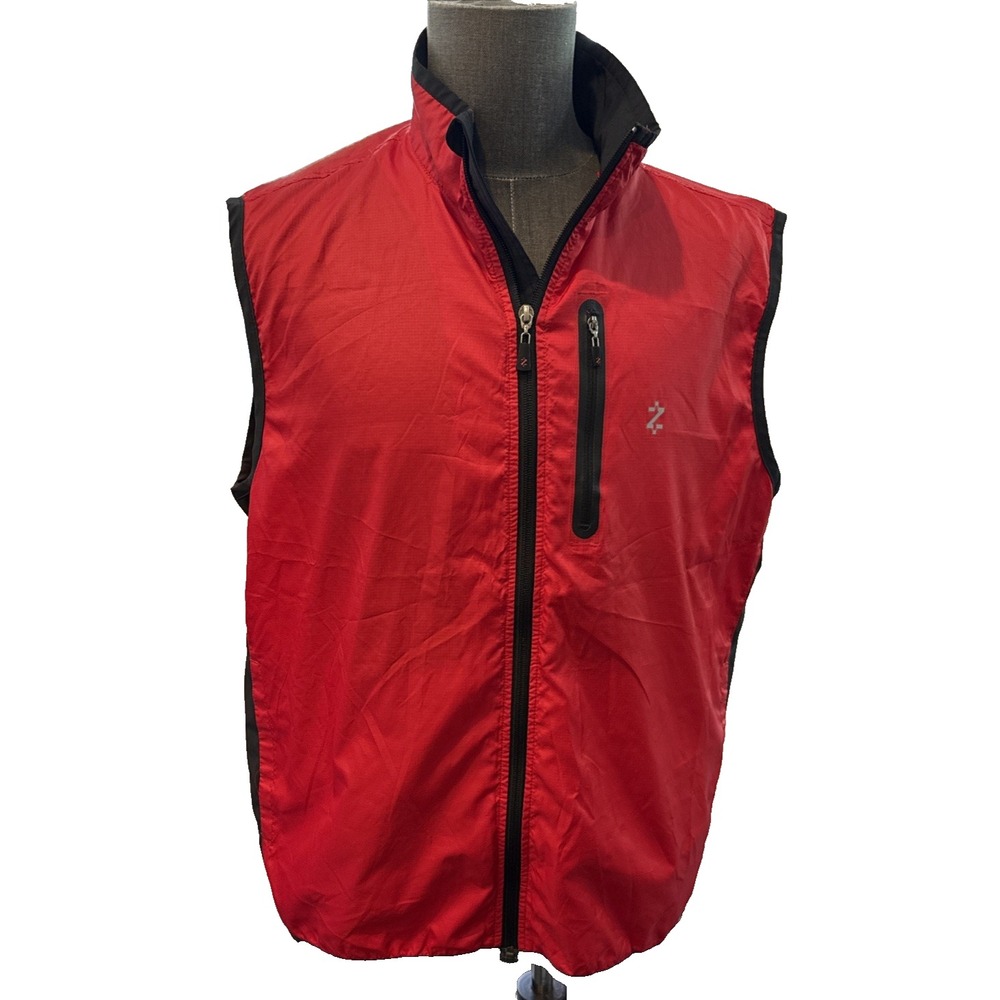 Izod XFG Vest- Red Lighting Windbreaker Full Zip - Size Large